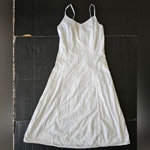 Old Navy 100% Cotton White Sundress Dotted Swiss Straps A-line Elastic Back XS